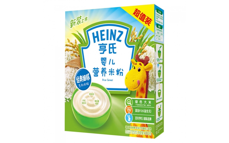 亨氏 (Heinz) 1段 嬰幼兒輔食 含益生元 寶寶米粉米糊 400g (輔食添加初期-36個(gè)月適用)