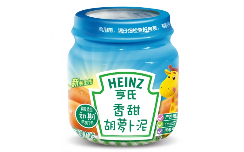 亨氏（Heinz） 嬰兒佐餐泥寶寶營(yíng)養輔食兒童果泥肉泥 香甜胡蘿卜泥113g 正品保障