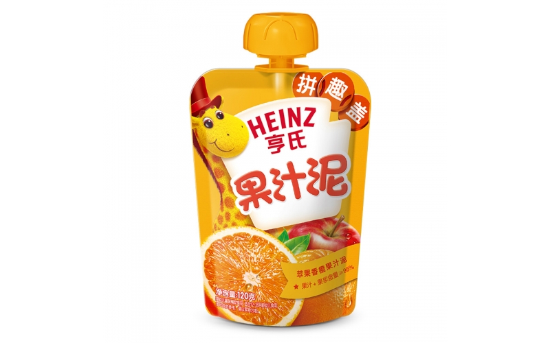 亨氏（Heinz）果汁泥 嬰兒水果泥寶寶輔食泥零食（1-3歲適用） 香橙蘋(píng)果120g