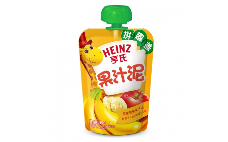 亨氏（Heinz）果汁泥 嬰兒水果泥寶寶輔食泥零食（1-3歲適用） 香蕉蘋(píng)果120g