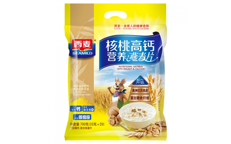 西麥 燕麥片 營(yíng)養早餐食品 牛奶好搭檔 核桃高鈣營(yíng)養 谷物代餐麥片700g（35g-20小袋）獨立包裝