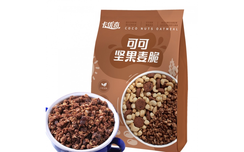 智力卡優(yōu)奇可可堅果麥脆300g免煮學(xué)生營(yíng)養早餐即食干吃燕麥代餐